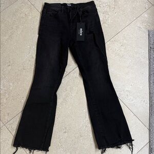 Mica Black Flared Jeans with Frayed Hem